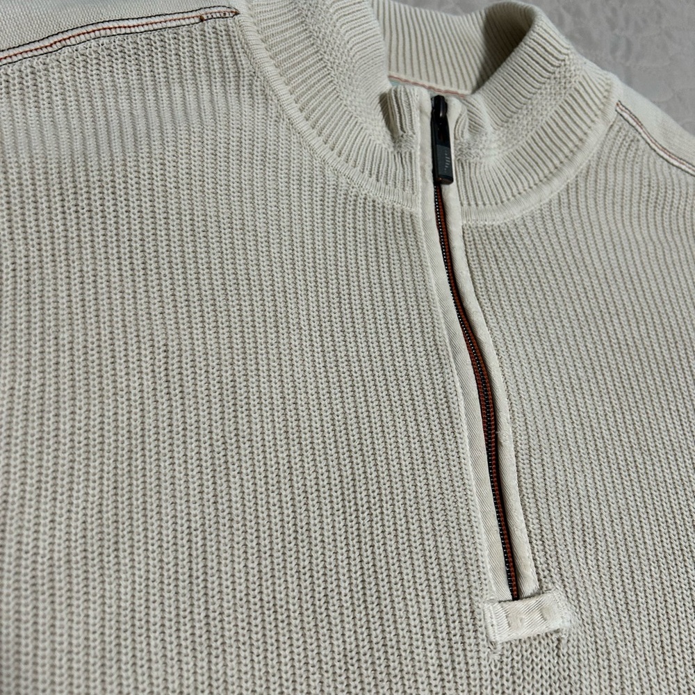 Tommy Bahama Men's Off-White half Zip-Up Sweater